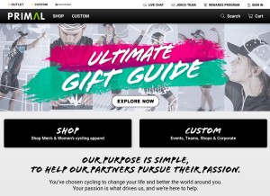 How primalwear.com looks like on a tablet such as an iPad.