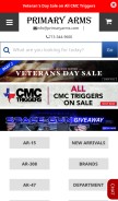 How primaryarms.com looks like on a mobile device such as an iPhone.