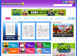 How primarygames.com looks like on a tablet such as an iPad.