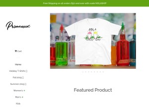How primeaux.shop looks like on a tablet such as an iPad.