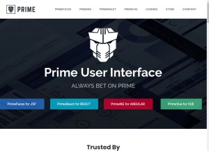 How primefaces.org looks like on a tablet such as an iPad.