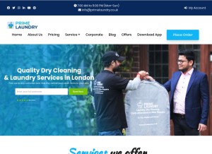 How primelaundry.co.uk looks like on a tablet such as an iPad.