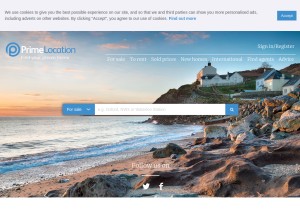 How primelocation.com looks like on a tablet such as an iPad.