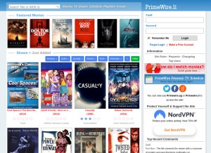 How primewire.ag looks like on a tablet such as an iPad.