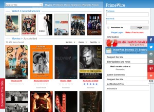 How primewire.site looks like on a tablet such as an iPad.
