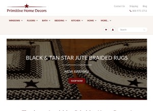 How primitivehomedecors.com looks like on a tablet such as an iPad.