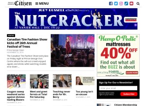 How princegeorgecitizen.com looks like on a tablet such as an iPad.