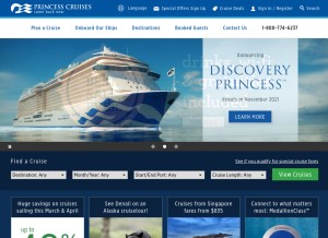 How princess.com looks like on a tablet such as an iPad.