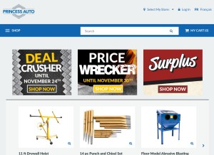 How princessauto.com looks like on a tablet such as an iPad.