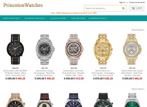 How princetonwatches.com looks like on a tablet such as an iPad.