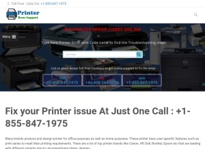 How printererrorsupport.com looks like on a tablet such as an iPad.