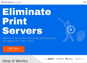 How printerlogic.com looks like on a tablet such as an iPad.