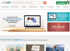 How printglobe.com looks like on a tablet such as an iPad.
