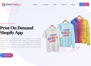 How printholo.com looks like on a tablet such as an iPad.