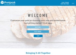How printpack.com looks like on a tablet such as an iPad.