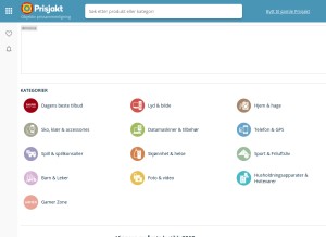 How prisjakt.no looks like on a tablet such as an iPad.