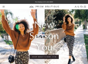 How prismboutique.com looks like on a tablet such as an iPad.