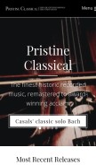 How pristineclassical.com looks like on a mobile device such as an iPhone.