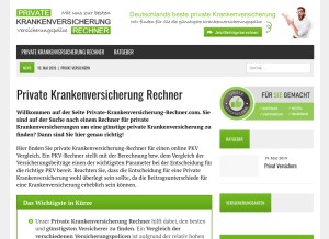 How private-krankenversicherung-rechner.com looks like on a tablet such as an iPad.