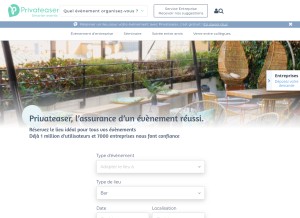 How privateaser.com looks like on a tablet such as an iPad.
