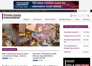 How privateequityinternational.com looks like on a tablet such as an iPad.