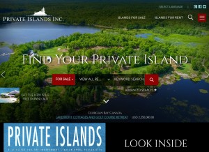 How privateislandsonline.com looks like on a tablet such as an iPad.
