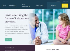 How priviahealth.com looks like on a tablet such as an iPad.