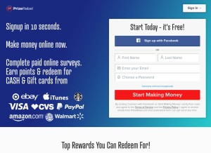 How prizerebel.com looks like on a tablet such as an iPad.