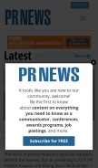 How prnewsonline.com looks like on a mobile device such as an iPhone.