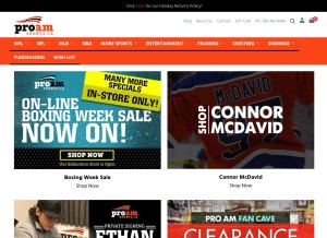 How proamsports.ca looks like on a tablet such as an iPad.