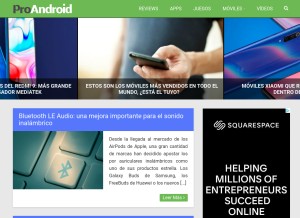 How proandroid.com looks like on a tablet such as an iPad.