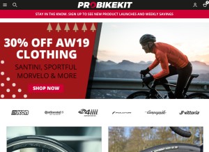 How probikekit.com looks like on a tablet such as an iPad.