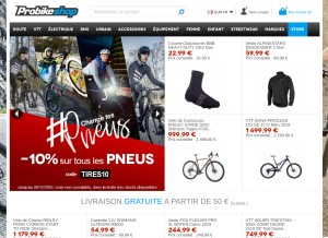 How probikeshop.fr looks like on a tablet such as an iPad.