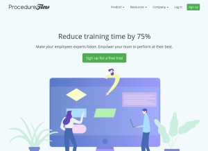 How procedureflow.com looks like on a tablet such as an iPad.
