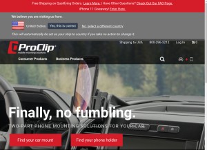 How proclipusa.com looks like on a tablet such as an iPad.