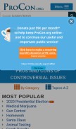 How procon.org looks like on a mobile device such as an iPhone.