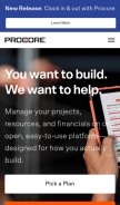 How procore.com looks like on a mobile device such as an iPhone.