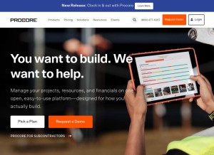 How procore.com looks like on a tablet such as an iPad.