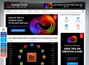 How prodesigntools.com looks like on a tablet such as an iPad.