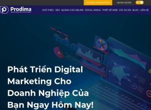 How prodima.vn looks like on a tablet such as an iPad.