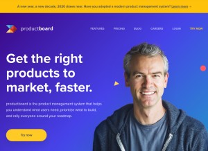 How productboard.com looks like on a tablet such as an iPad.
