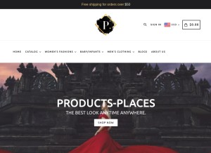 How productplaces.com looks like on a tablet such as an iPad.