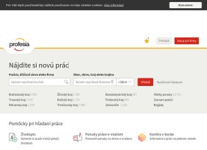How profesia.sk looks like on a tablet such as an iPad.