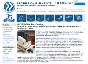 How professionalplastics.com looks like on a tablet such as an iPad.