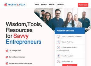 How profitsandpizza.com looks like on a tablet such as an iPad.