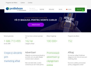 How profitshare.ro looks like on a tablet such as an iPad.