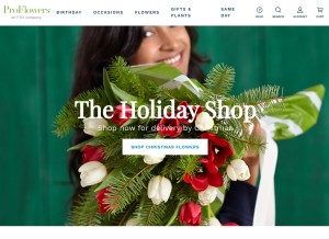 How proflowers.com looks like on a tablet such as an iPad.