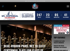 How profootballhof.com looks like on a tablet such as an iPad.