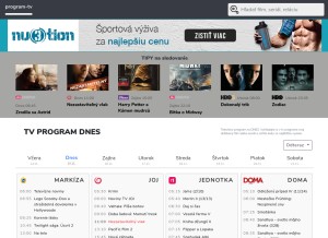How program-tv.sk looks like on a tablet such as an iPad.