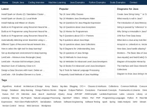 How programcreek.com looks like on a tablet such as an iPad.